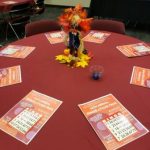 table decorated for fall harvest